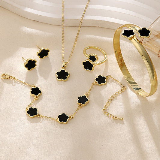 Jewellery Set Acrylic Bracelet Necklace Ring Stud Earrings